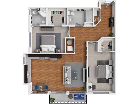 A floor plan of a house with a kitchen, living room, and bathroom.